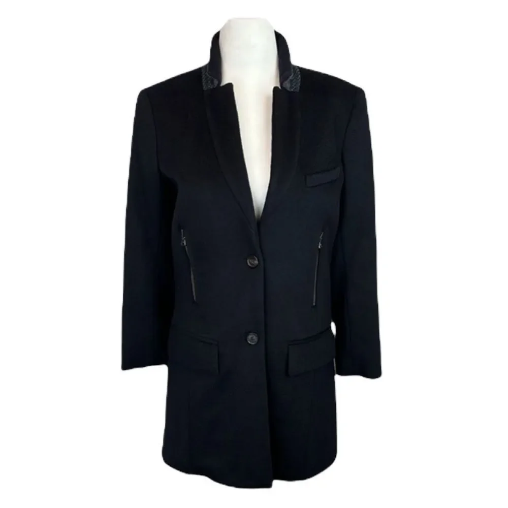 Veronica Beard Navy Virgin Wool Oversized Dickey Compatible Longline Blazer Sz 2